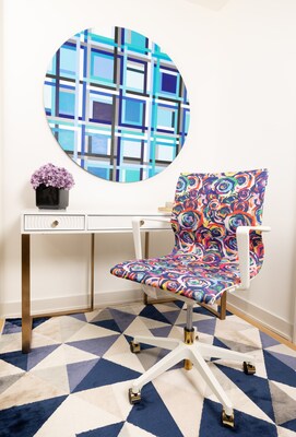 The Raynor Group Elizabeth Sutton Wynwood Fabric Swivel Task Chair, Multi Rose White Gold (K-ESWY-WHT-ROSE-GLD)