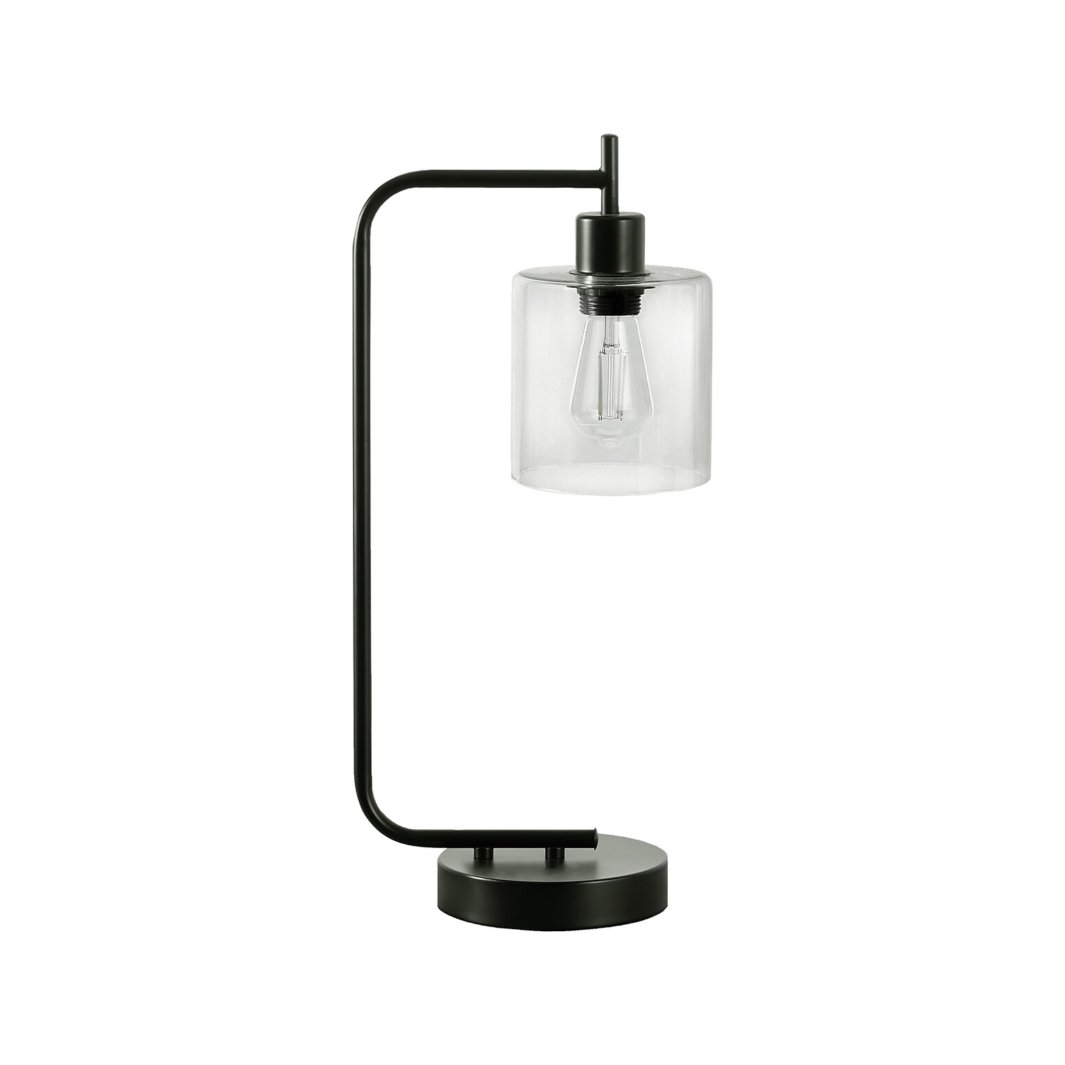 Monarch Specialties Inc. Incandescent Table Lamp, Matte Black/Clear (I 9637)