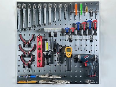 Triton Products LocBoard 24" x 24" x 9/16" Stainless Steel Square Hole Pegboards, 2/Set (LB1-S)