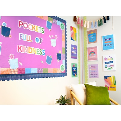Carson Dellosa Crafty and Cool Pockets Full of Kindness Motivational Bulletin Board Set, 58 Pieces/Set (110600)