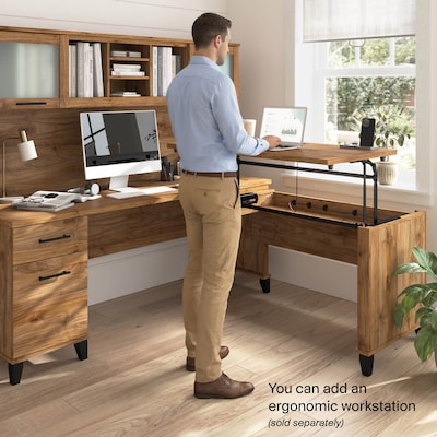 Bush Home Somerset 72" W Office Desk with Drawers and Hutch, Fresh Walnut (SET018FW)