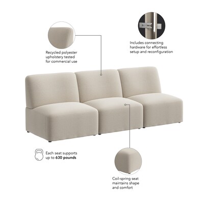 Bush Business Furniture Assemble Modular 3 Seater Sectional Sofa, Oat Fabric (ASM002OTF)