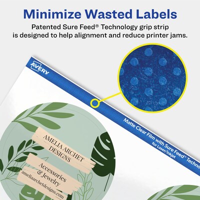 Avery Laser/Inkjet Round Multipurpose Labels, Clear, 6 Labels/Sheet, 10 Sheets/Pack (94513-CMF10)