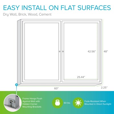 Ghent 4' H x 5' W Enclosed Recycled Rubber Bulletin Board with Satin Frame, 2 Door, Confetti (PA24860TR-CF)
