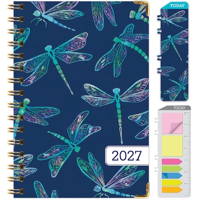 2027 Excello Brands 6 x 8 Weekly & Monthly Standard Planner, Paperboard Cover, Dragonflies (FSHN-CY27-58-59)