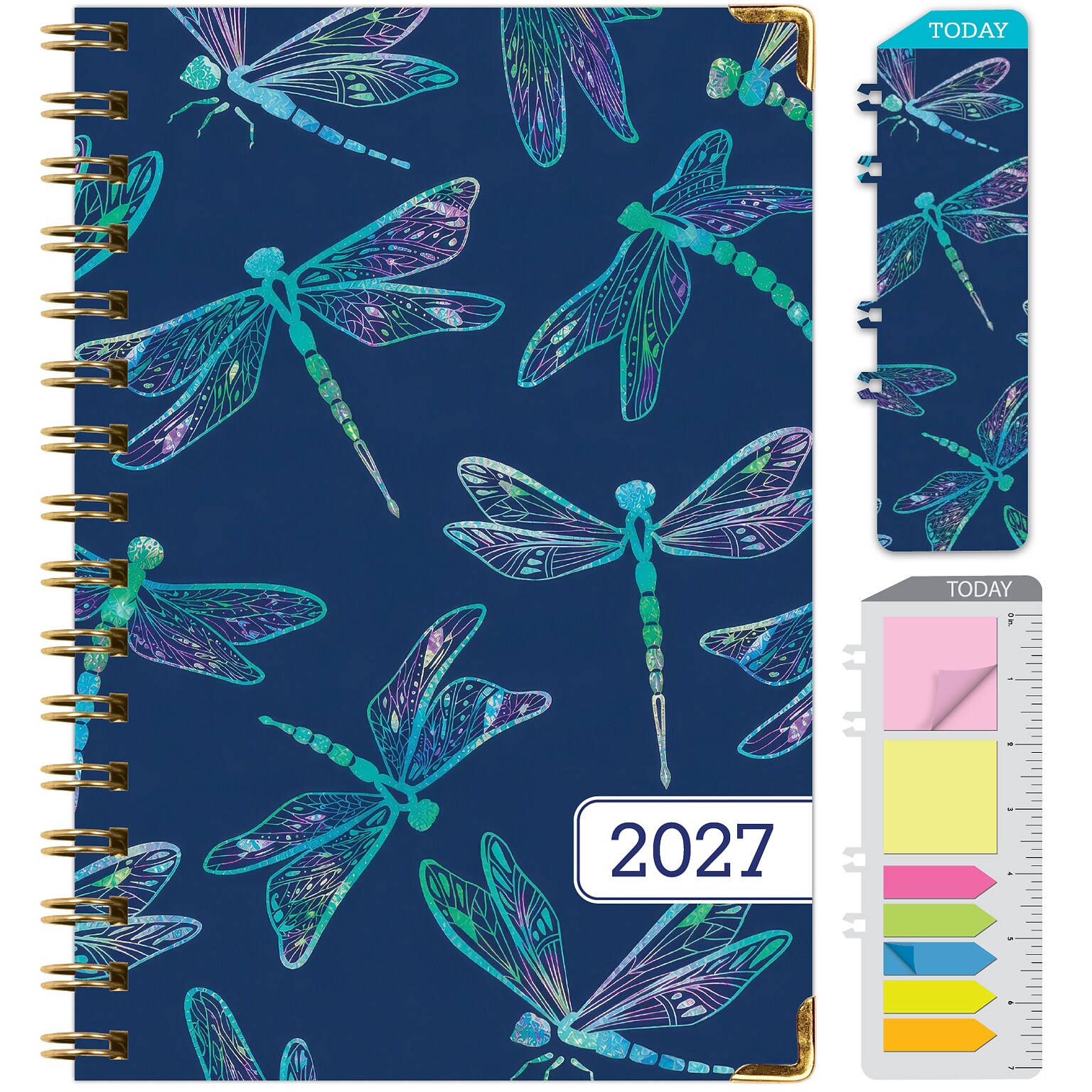 2027 Excello Brands 6 x 8 Weekly & Monthly Standard Planner, Paperboard Cover, Dragonflies (FSHN-CY27-58-59)