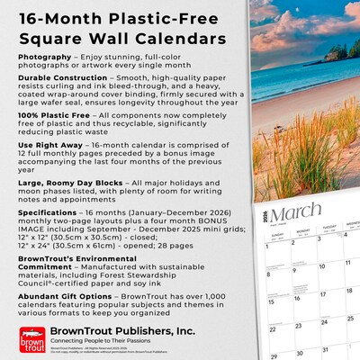 2026 BrownTrout Michigan Coast 12" x 12" Monthly Wall Calendar (9798330704576)