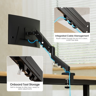 FlexiSpot MA1 Single Adjustable Arm, Up to 32" Monitor, Black (MA1B-S-DP)