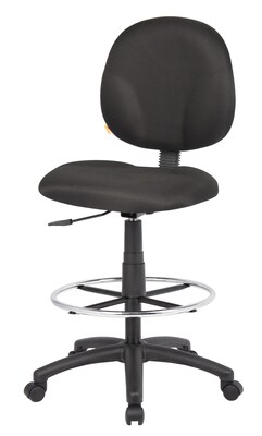 Boss Office Products Armless Fabric Drafting Stool with Swivel Base and Lumbar Support, Black (B1690-BK)