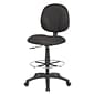 Boss Armless Fabric Drafting Stool with Swivel Base and Lumbar Support, Black (B1690-BK)