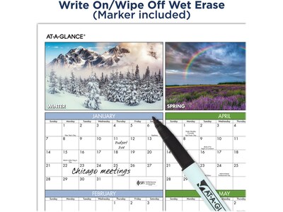 2024 AT-A-GLANCE Seasons in Bloom 36 x 24 Yearly Wet-Erase Wall Calendar, Reversible (PA133-24)