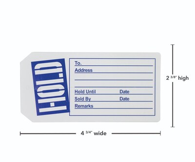 Nahanco 2 3/8" Hold Tag, Blue/White, 1000/Box (HOLD)