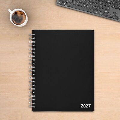 2027 Staples 8" x 11" Daily Appointment Book, Plastic Cover, Black (ST21487-27)