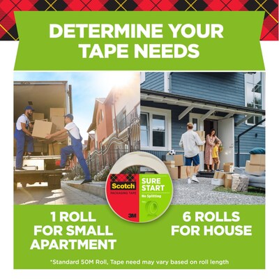 Scotch Sure Start Heavy Duty Packing Tape, 1.88" x 54.6 yds., Clear, 6/Pack (3500-6)