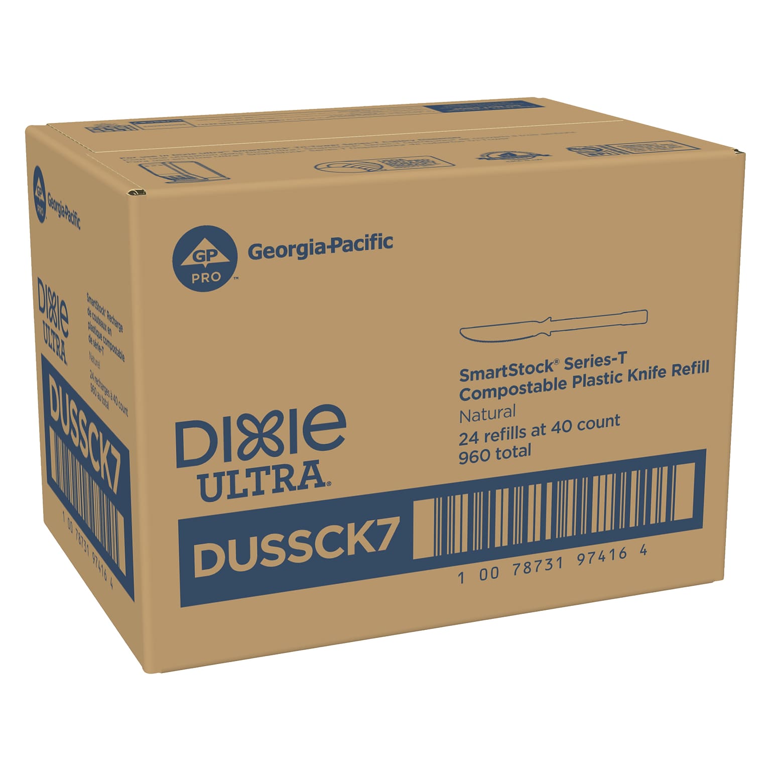 Dixie Ultra SmartStock Series-T Compostable Plastic Knife Refill, Beige, 40/Pack, 24 Packs/Carton (DUSSCK7)