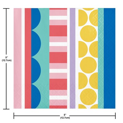 Creative Converting Party Patterns Napkins, Multicolored, 64/Pack (DTC365083BNAP)
