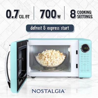 Nostalgia Retro 0.7 cu. ft. Countertop Microwave, Aqua (NRMOPMSW7AQ6A)