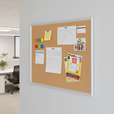 Quill Brand® Standard Durable Cork Bulletin Board, Aluminum Frame, 3'W x 2'H (28335-CC)