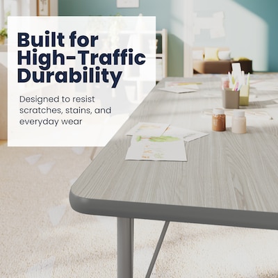 Flash Furniture Wren Rectangular Activity Table, 72" x 30", Height Adjustable, Light Gray Top/Silver Frame (XUA3072RECLGTP)