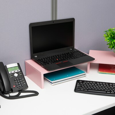 Mind Reader Adjustable Dual Monitor Stand, Up to 44 lbs., Pink (MDFMOND-PNK)