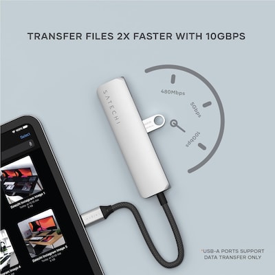 Satechi Slim 4-in-1 4K 4-Port USB-C Hub, Silver (ST-P4SS)