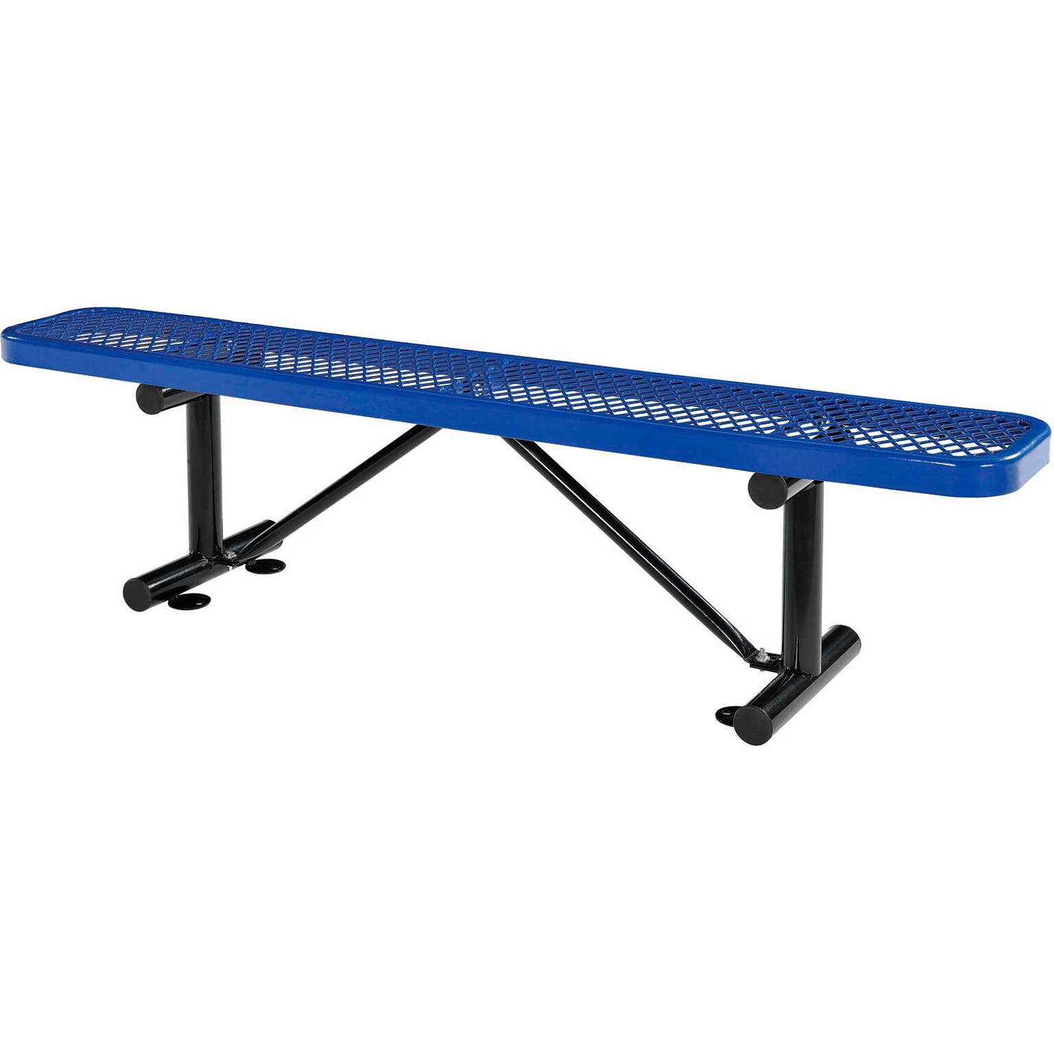 Global Industrial 6 Outdoor Steel Flat Bench, Expanded Metal, Blue (277156BL)
