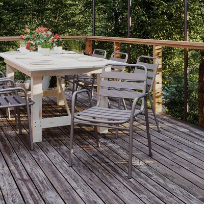 Flash Furniture Lila Indoor-Outdoor Restaurant Stack Chair, Silver (TLH018C)