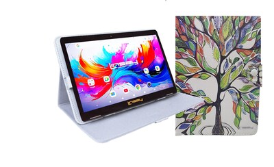 LINSAY F10 Series 10.1 Tablet, Wi-Fi, Octa Core, 256GB eMMC, Android 15, Tree Marble Case (F10IPGCTREPLUS)