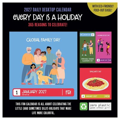 2027 TF Publishing Every Day's A Holiday 5.25" x 5.25" Daily Day-to-Day Calendar, Multicolored (27-3010)