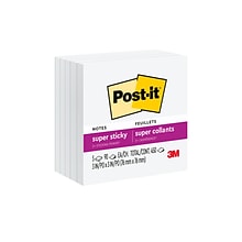 Post-it Super Sticky Notes, 3 x 3, White, 90 Sheet/Pad, 5 Pads/Pack (654-5SSW)