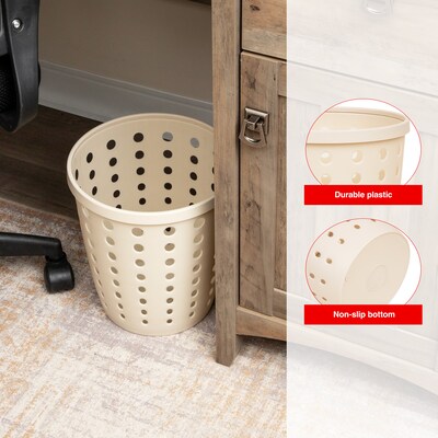 Staples Plastic Trash Can, 2.8 Gallon, Warm White (ST63897)