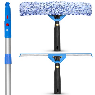 Gritt Commercial Pro Telescoping 14 Window Cleaning Squeegee Kit, Blue/Silver, 3 Piece/Kit ( GRI137-6F-14)