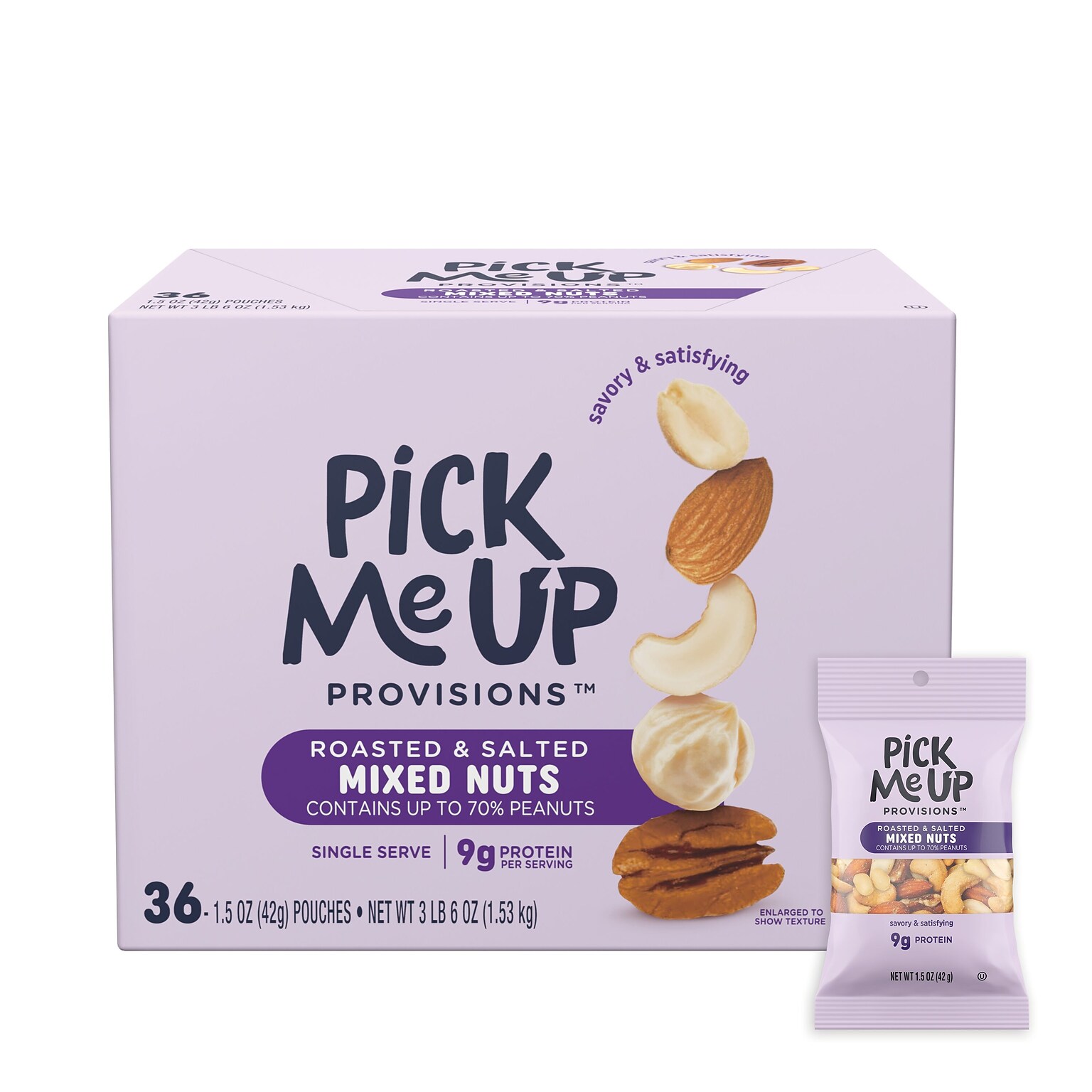 Pick Me Up Provisions™ Roasted & Salted Mixed Nuts, 1.5 oz., 36 Bags/Box (PM62982)