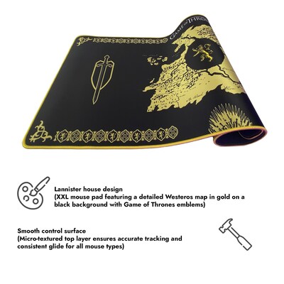 Lexip Game of Thrones XXL Non-Skid Gaming Mouse Pad, Black (TSXLXMP0006)