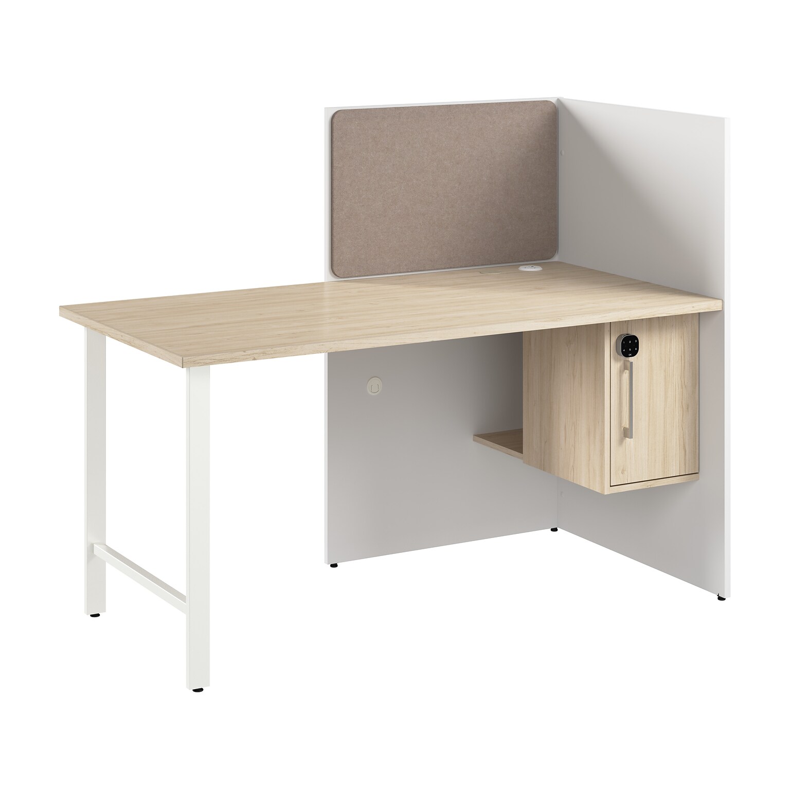 Bush Business Furniture Hustle 60W Cubicle Workstation, White/Natural Elm (HUCB260WHNE)