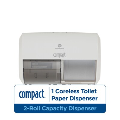 Georgia-Pacific Compact 2-Roll Side-by-Side Coreless Toilet Paper Dispenser, White (56797A)