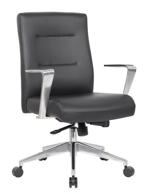 Boss Office Products Ergonomic Vinyl Swivel Conference Chair, Black (B8886AL-AMBK)