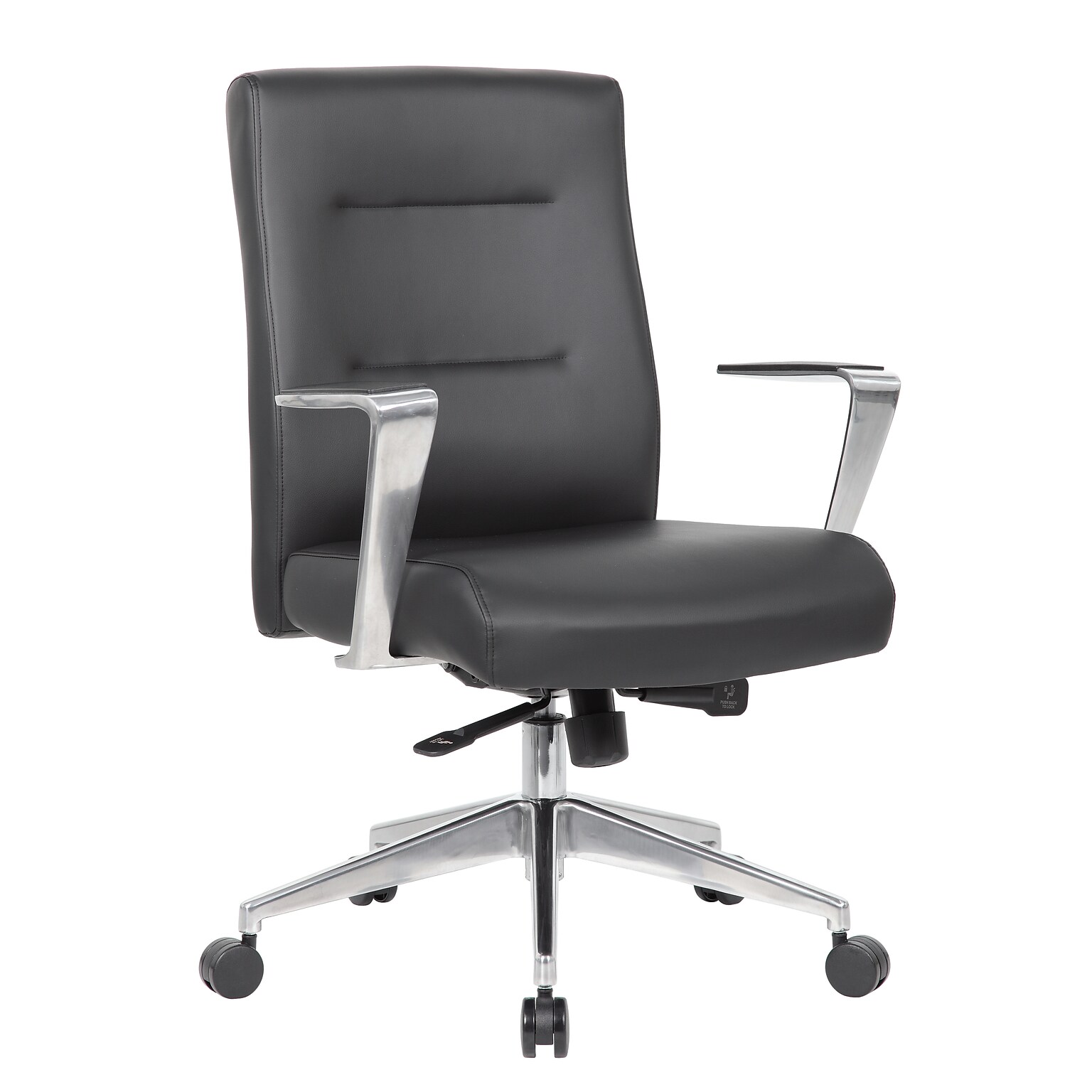 Boss Office Products Ergonomic Vinyl Swivel Conference Chair, Black (B8886AL-AMBK)
