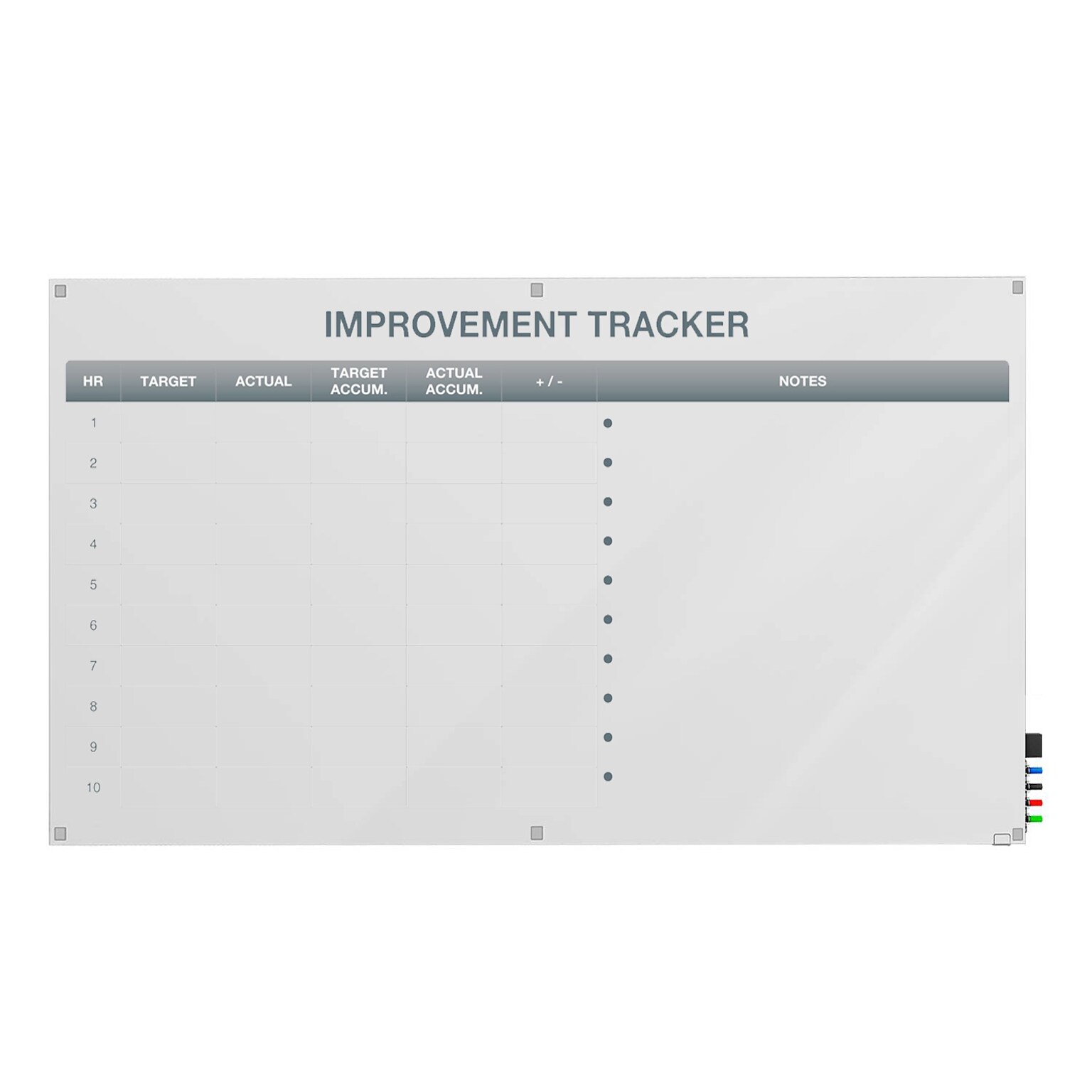 Ghent Manufacturing Harmony Glassboard, Square Corners, Improvement Tracker 2, Non-Magnetic, 4H x 8W (GRPHMYSN03V-48)