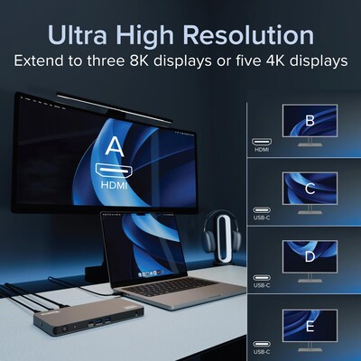 Plugable USB-C 5-Display Docking Station for Apple MacBook Laptop (UD-7400PD)