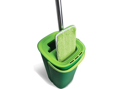 Libman Rinse 'n Wring Microfiber Butterfly Mop & Bucket Kit, Green, /Set (1516001)