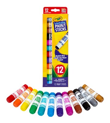 Crayola Washable Kid's Paint Stick, Assorted Colors, 12/Pack (546211)
