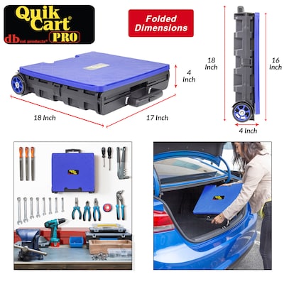 Dbest Quik Cart Pro Rolling Crate Teacher Utility with Seat, Blue (01-805)
