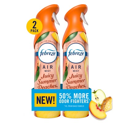Febreze Air Mist Air Freshener Spray, Juicy Summer Peaches Scent, 8.1 oz., 2/Pack (11573)