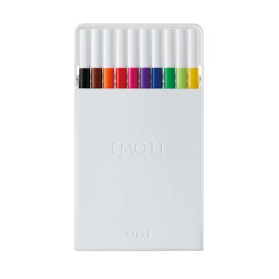 uni EMOTT Fine Line Marker Pens, Fine Point, 0.4mm, Assorted Inks, 10/Pack (24836)