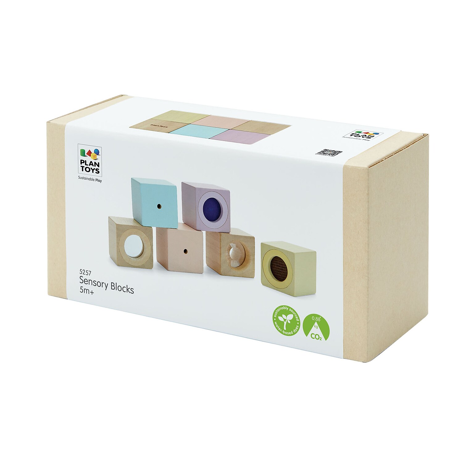 Plan Toys Wooden Sensory Blocks, Assorted Colors, 6/Set (PTS5257)