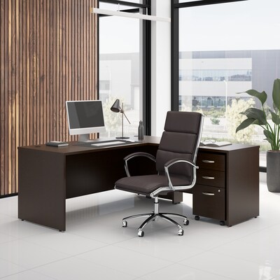 Bush Business Furniture Westfield 72W L Shaped Desk with 42W Return and Mobile File Cabinet, Mocha