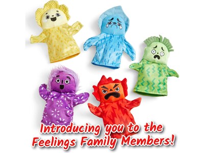 hand2mind Feelings Family Hand Puppets, 5/Set (95417)