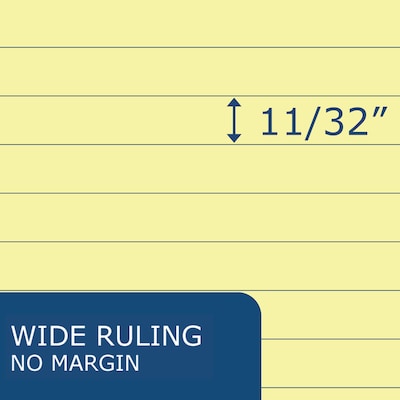 Roaring Spring Paper Products Boardroom Series Notepad, 8.5" x 14", Wide Ruled, Canary, 50 Sheets/Pad, 48 Pads/Carton