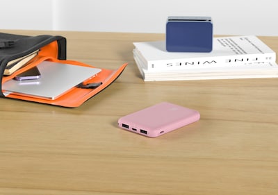 LAX 6600mAh Power Bank with USB-C & USB, Pink (RC66PN)